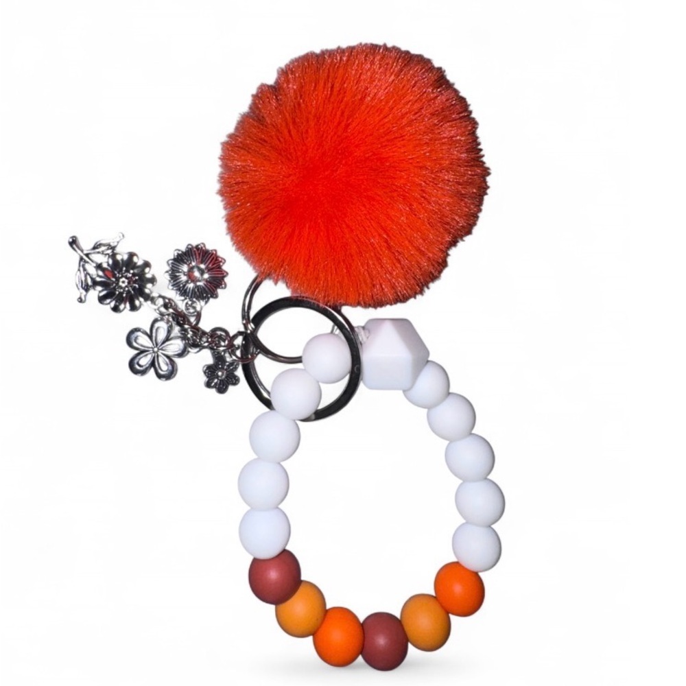 Wildflower Pop Womens Silicone Beaded Keychain